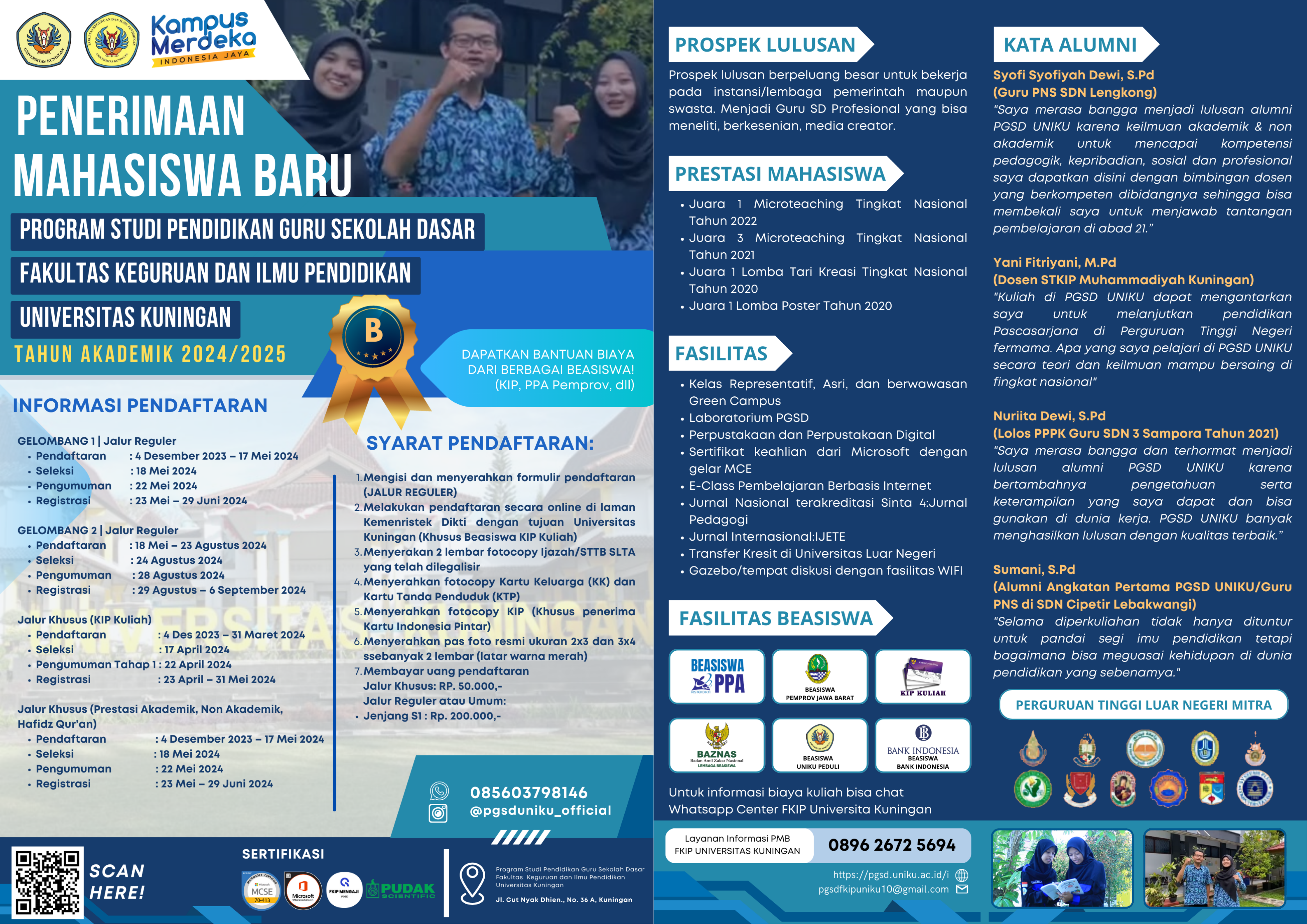 Penerimaan Mahasiswa Baru Pendidikan Guru Sekolah Dasar FKIP Universitas Kuningan 2024/2025