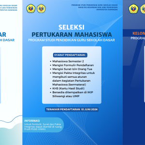 Pendaftaran Program Asistensi Mengajar, Pertukaran Mahasiswa, dan Kelompok Kewirausahaan bagi Mahasiswa PGSD FKIP UNIKU telah dibuka! Ayo buruan daftar!